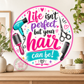 Hair Stylist Wreath Sign, Round Metal Sign For Wreaths, Hair Salon Decor