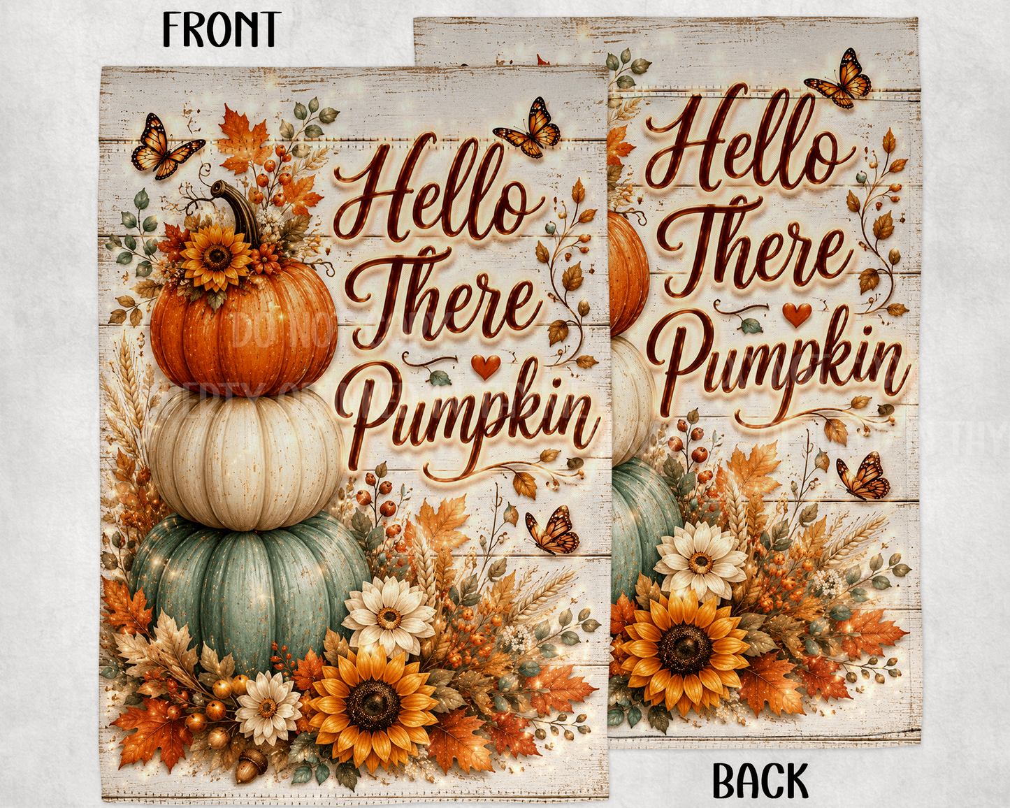 Hello There Pumpkin Garden Flag, 12x18 Double Sided Flag: Front Yard Decor
