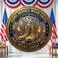 Some Heroes Wear Capes, Mine Wears Combat Boots Wreath Sign, Round Metal Sign For Wreaths, Patriotic Decor