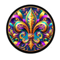 Fleur De Lis Wreath Sign, round wreath sign, Sign for wreath, door hanger, door decor,purple teal gold, Mardi Gras