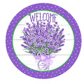 Welcome Lavender Bouquet Wreath Sign, round wreath sign, Sign for wreath, door hanger, door decor,