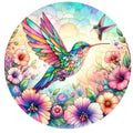 Hummingbirds Pastel Elegant Stained Glass Wreath Sign, round wreath sign, Sign for wreath,door decor,Spring Summer sign,