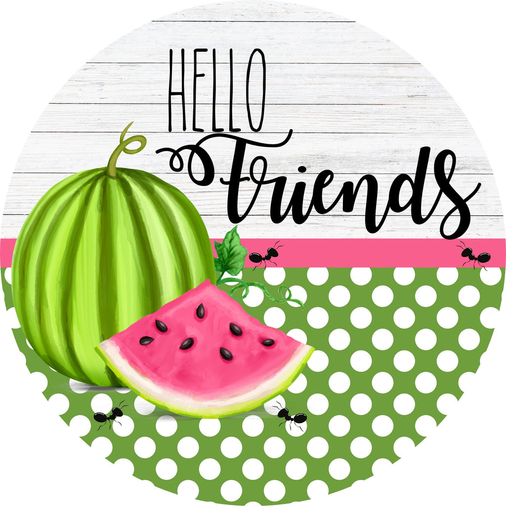 Hello Friends Wreath Sign, round wreath sign, Sign for wreath, Summer Door Hanger Decor