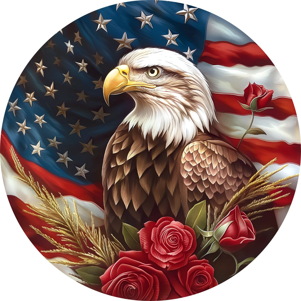 American Eagle  Wreath Sign, round wreath sign, Patriotic American Flag sign for wreaths