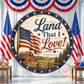 Land That I Love Wreath Sign, Round Metal Sign For Wreaths, Patriotic Eagle Wreath Attachment Insert