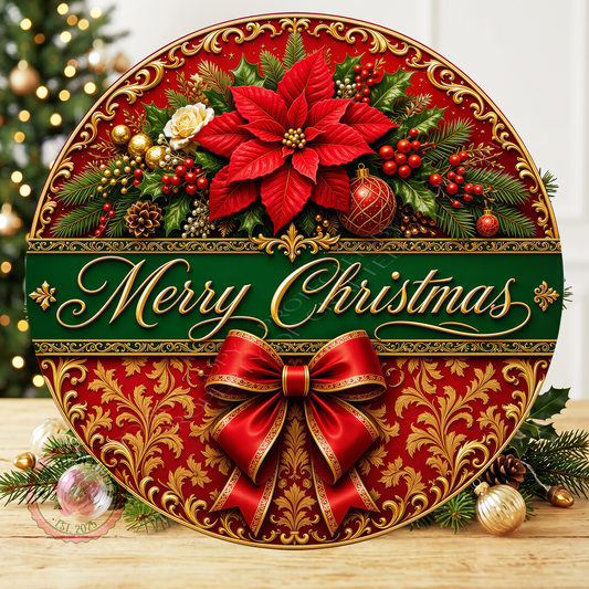 Merry Christmas Wreath Sign: Round Metal Sign For Wreaths, Christmas Decor Gift