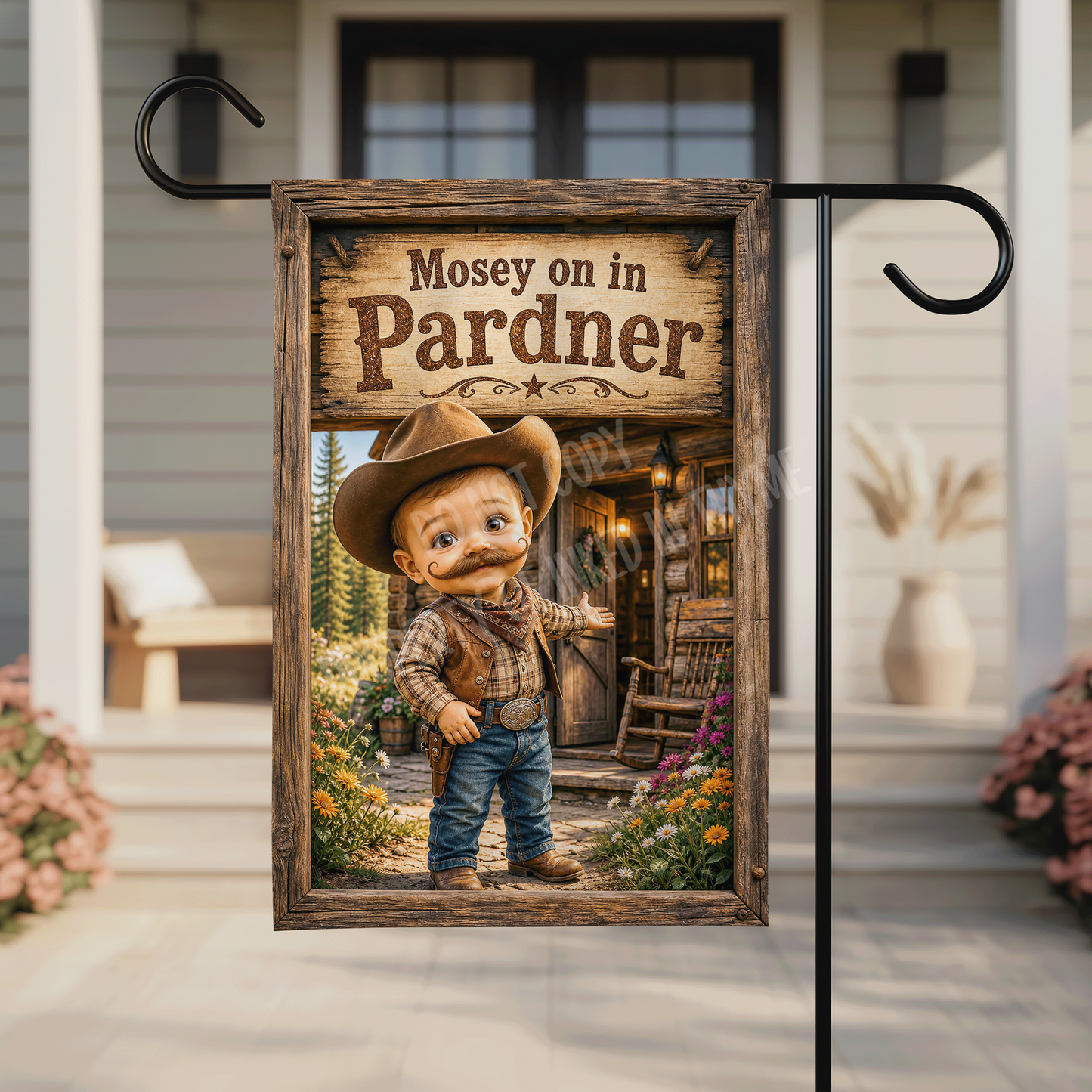 Mosey On In Pardner Garden Flag, 12x18 Double Sided Flag: Front Yard Decor