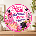 Nail Tech Wreath Sign, Round Metal Sign For Wreaths, Nail Salon Decor