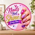 Nail Tech Wreath Sign, Round Metal Sign For Wreaths, Nail Salon Decor