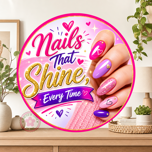 Nail Tech Wreath Sign, Round Metal Sign For Wreaths, Nail Salon Decor