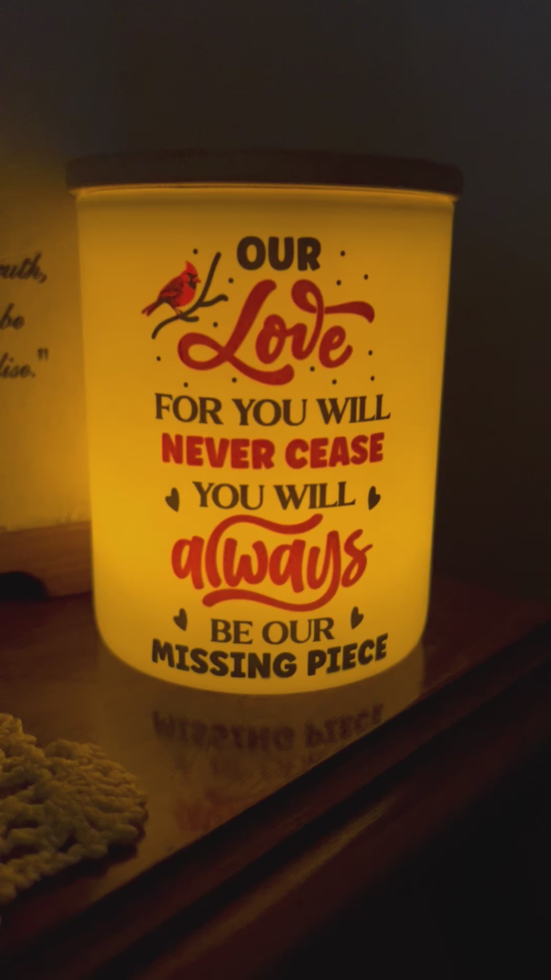 Memorial Glass Candle Jar With Tea Light and Bamboo Lid