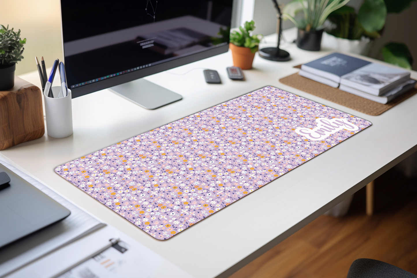 Custom Purple Cross Desk Mat, Large Mousepad, Office Dorm Decor, Co Worker Teacher Gift, Home Office Desk Supplies