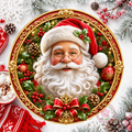 Santa Claus Face Wreath Sign, Round Metal Sign For Wreaths, Christmas Holidays Wreath Attachment Insert