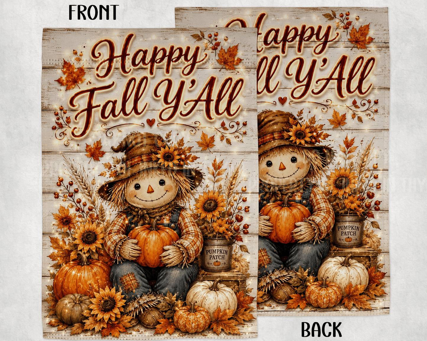 Happy Fall Y'All Scarecrow Garden Flag, 12x18 Double Sided Flag: Front Yard Decor