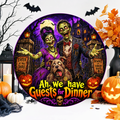 Zombies Wreath Sign, Round Metal Sign For Wreaths, Creepy Wreath Attachment, Halloween Fall Wreath Sign